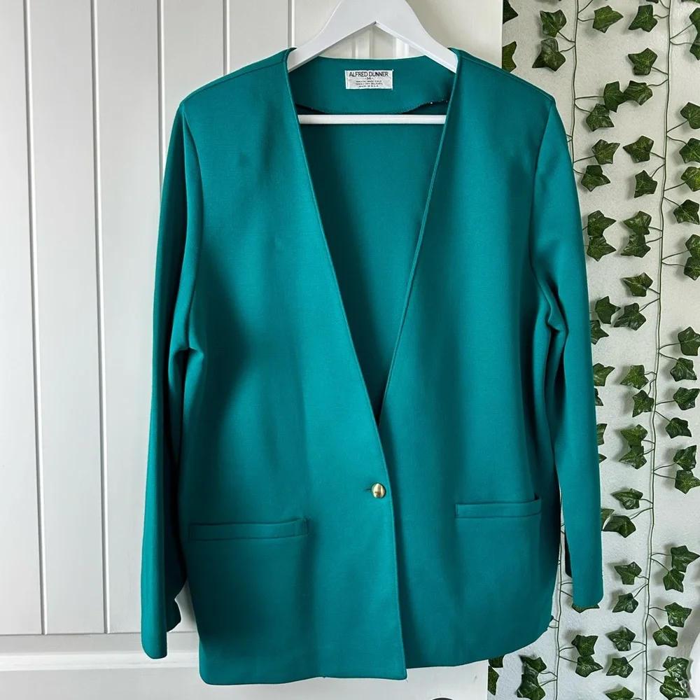 Vintage Alfred Dunner Emerald knit blazer size 14